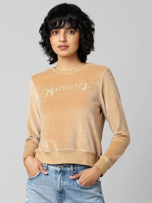 only beige cotton graphic print sweatshirt