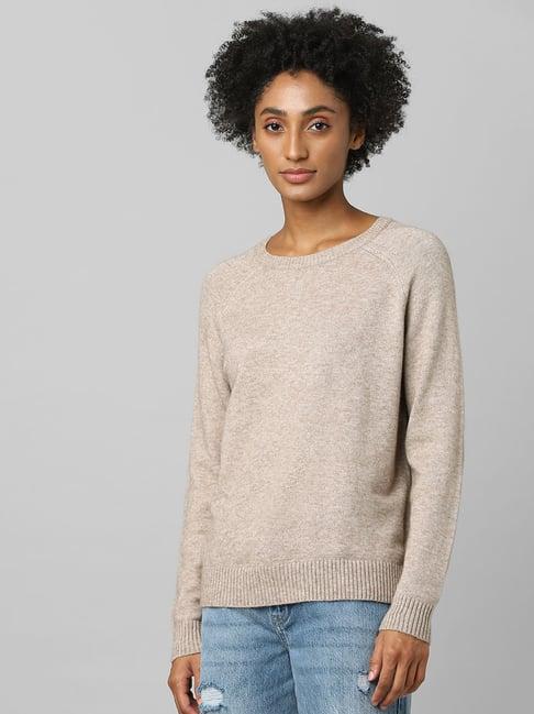 only beige textured pullover