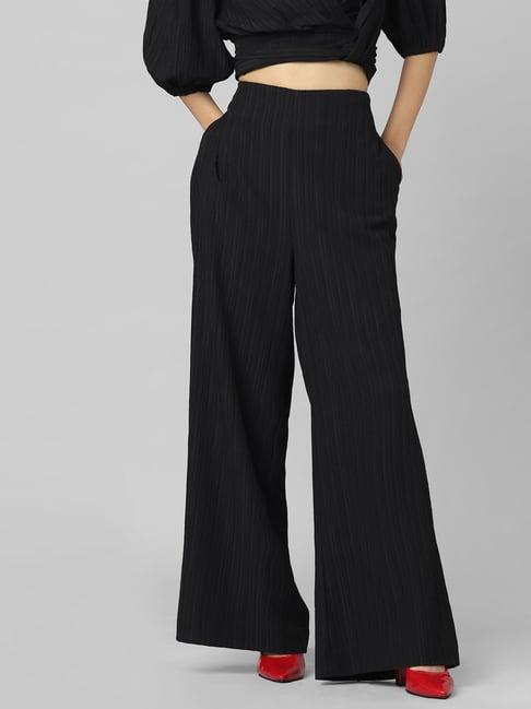 only black flared fit high rise trousers