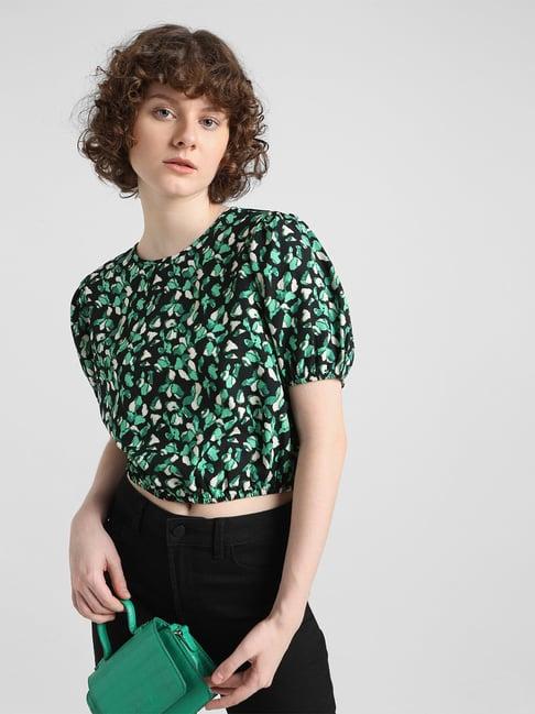 only black printed crop top