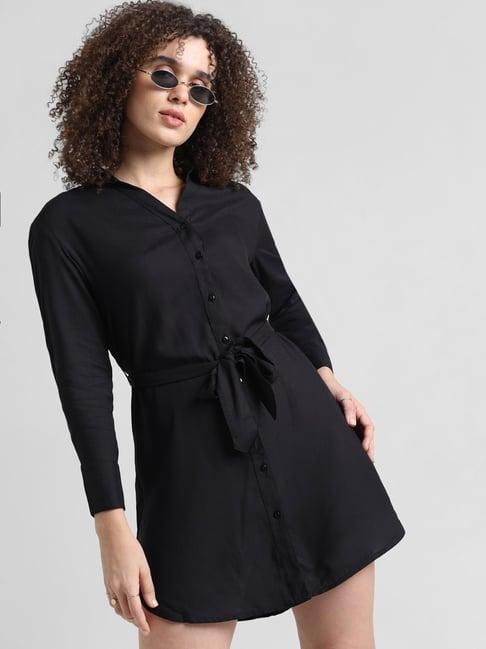 only black regular fit shirt dress