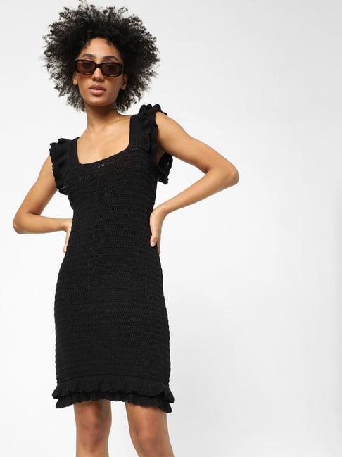 only black self design dress