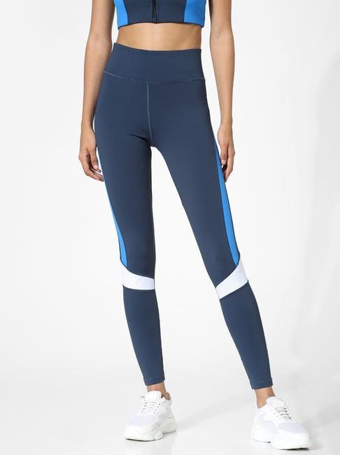 only blue color-block tights