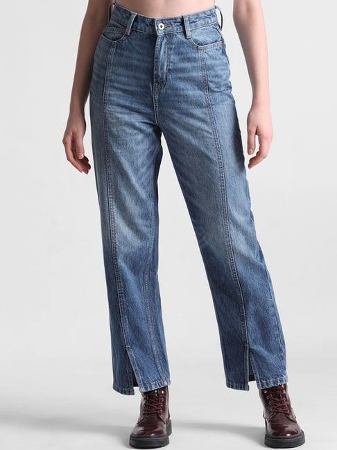 only blue cotton high rise jeans