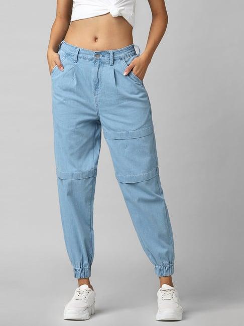 only blue cotton high rise jeans