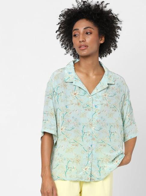 only blue floral print shirt
