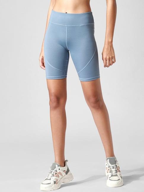 only blue high rise sports shorts