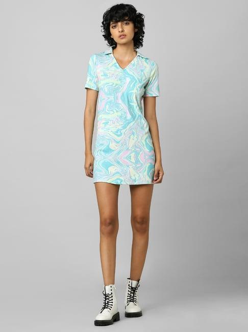 only blue printed t-shirt dress