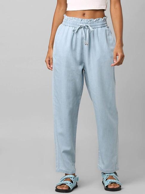 only blue regular fit trousers
