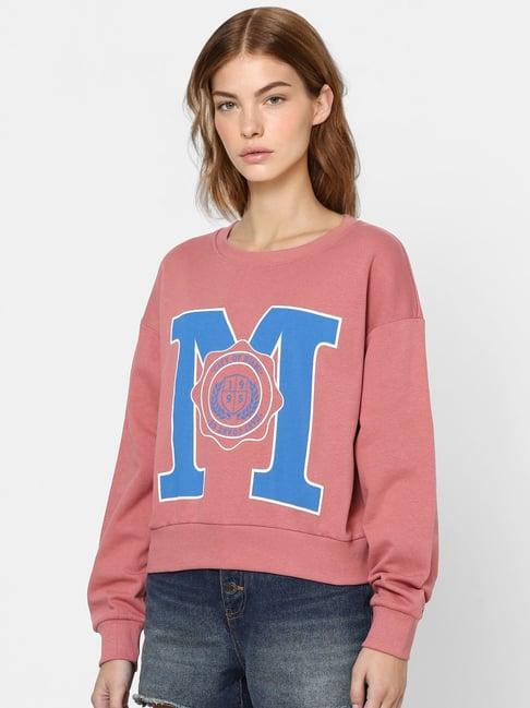 only blush pink printed cotton sweatshirt