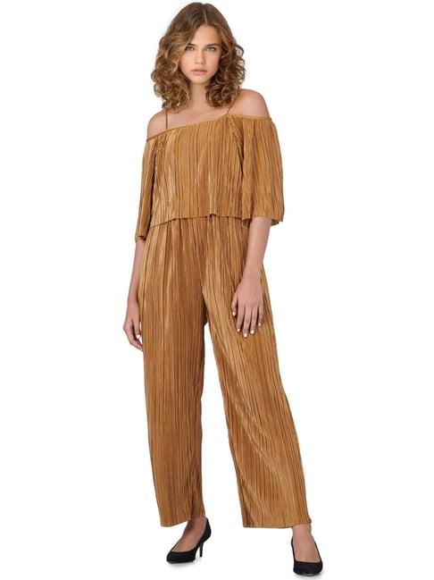 only brown striped jumpsuit