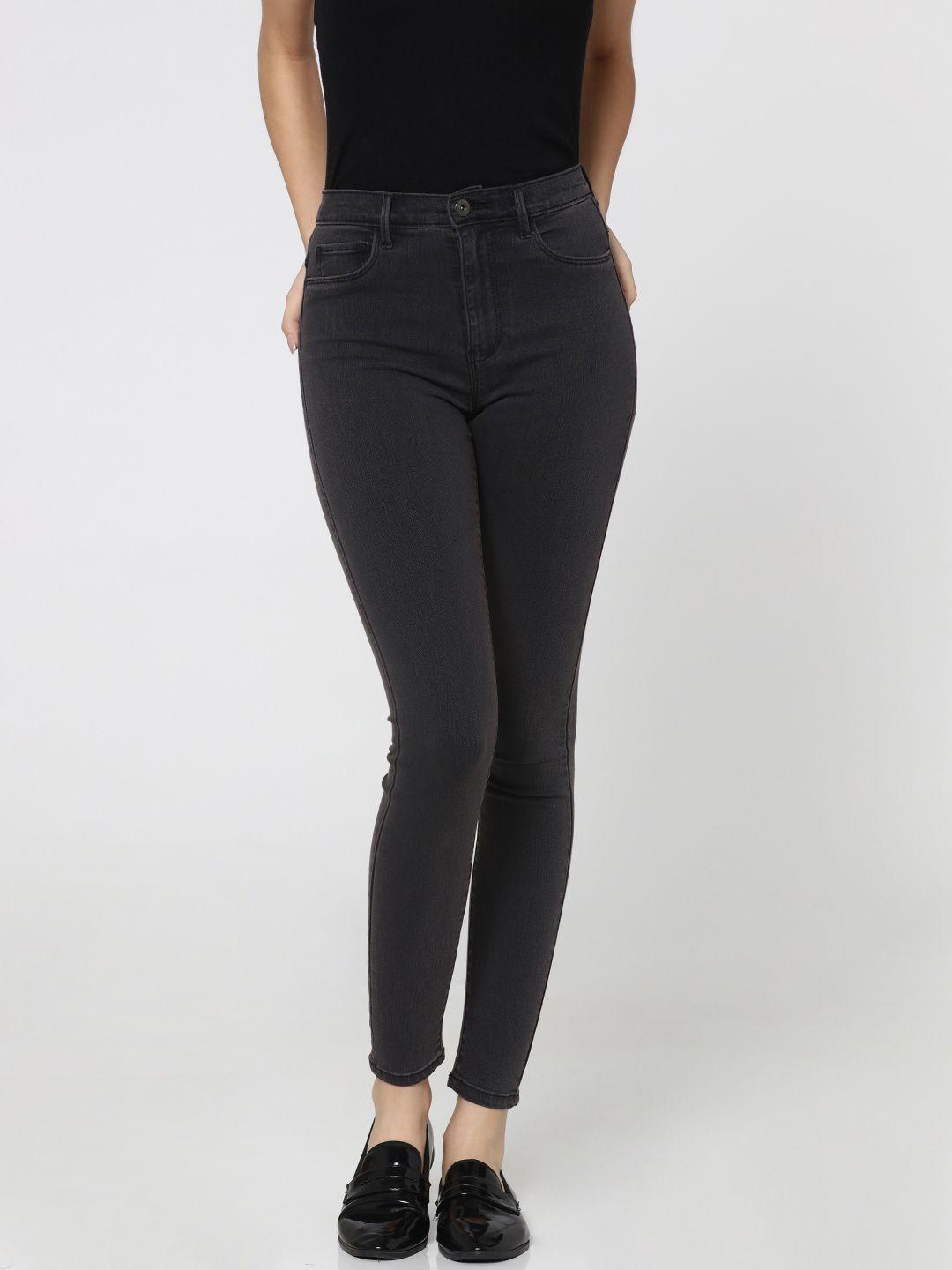 only charcoal grey skinny fit denim trousers