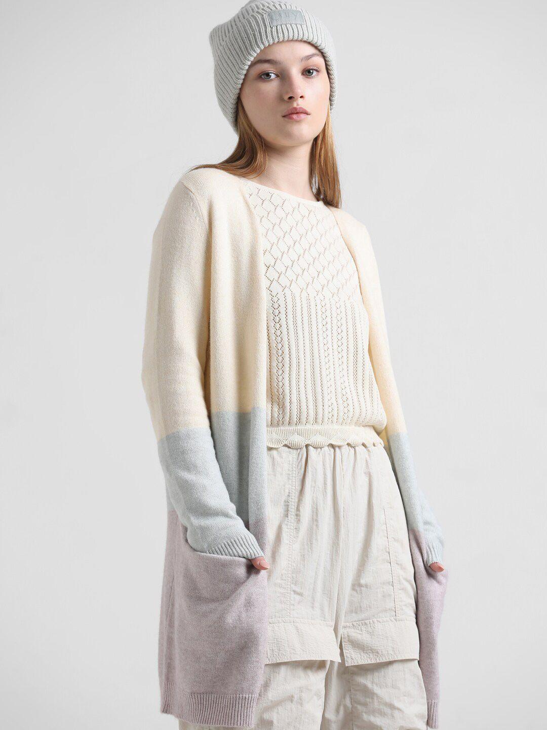 only colourblocked front-open sweater