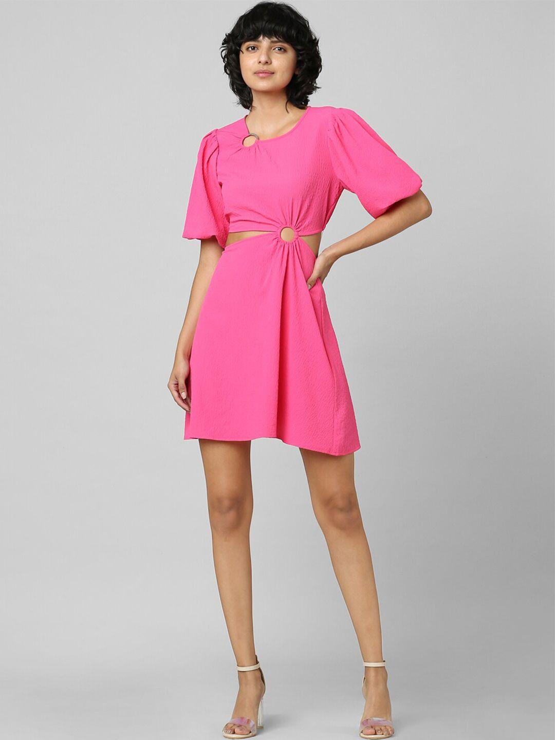 only cut outs puff sleeves dress