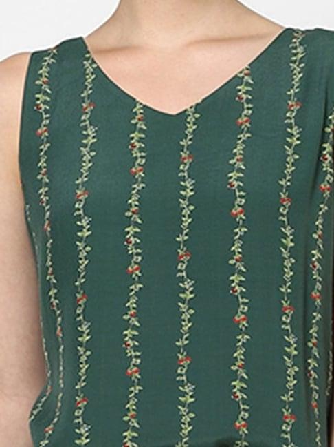 only dark green floral print top