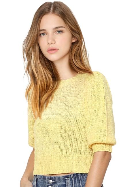 only dusky citron textured pullover