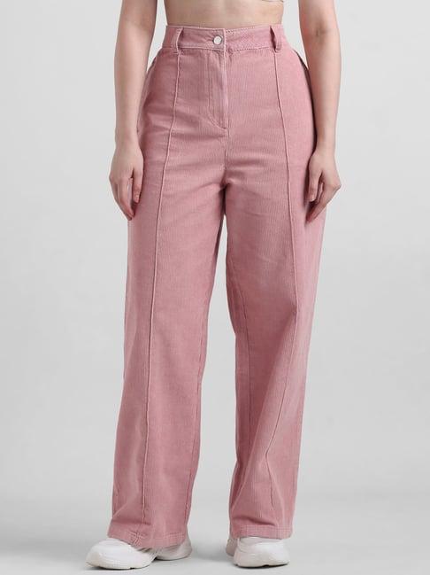 only dusty pink cotton relaxed fit high rise pants