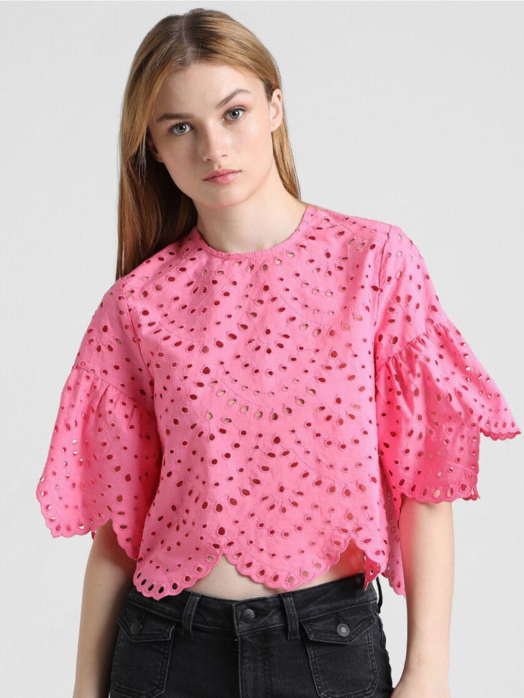 only flared sleeve cotton cape crop top