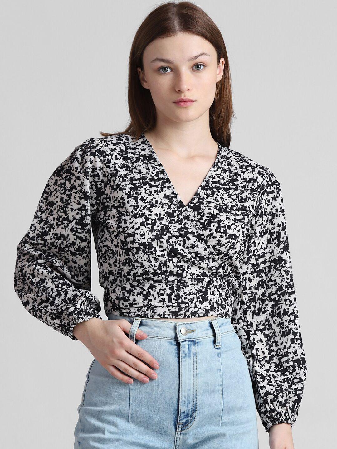 only floral print puff sleeve cotton shirt style crop top