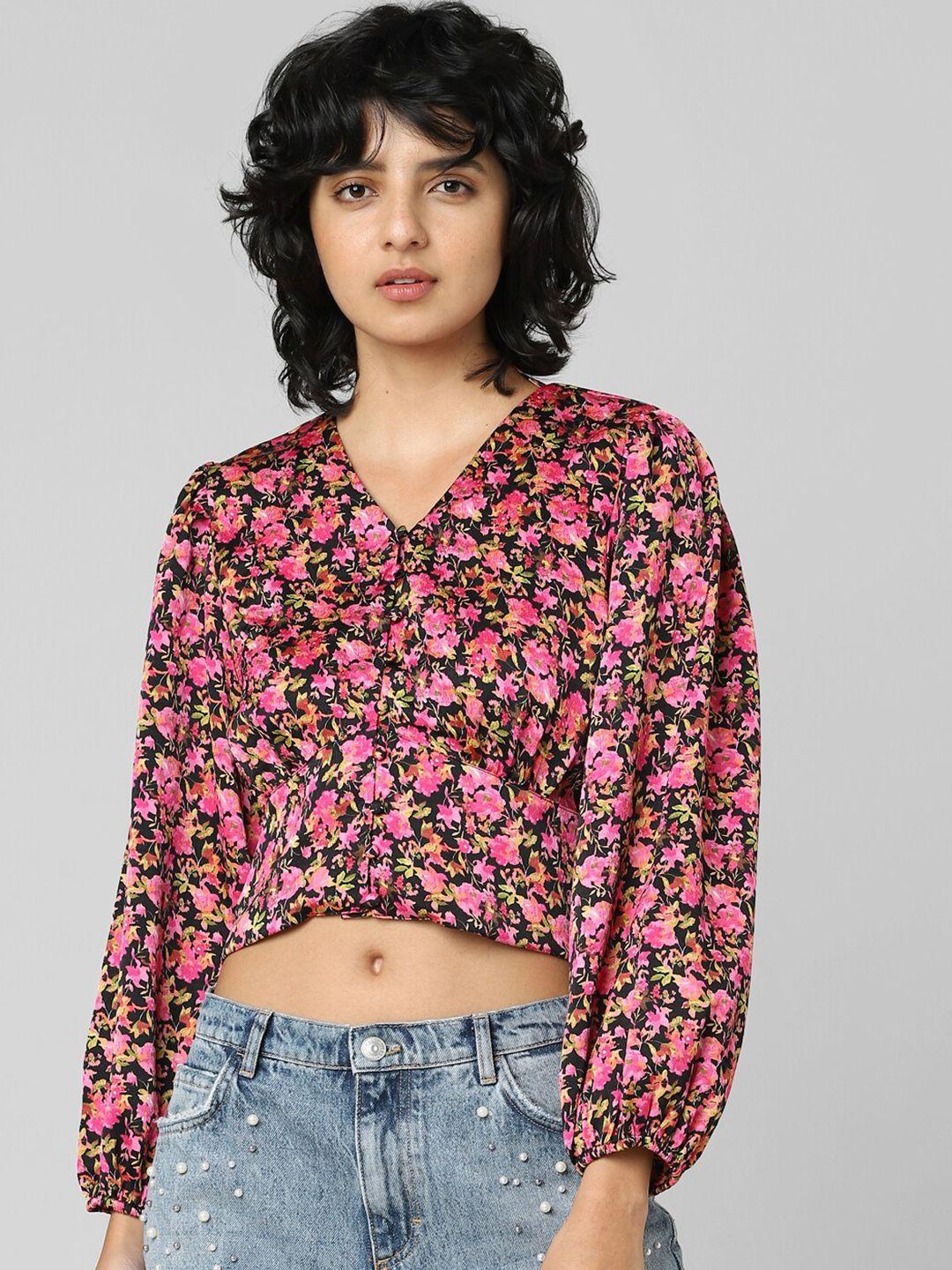 only floral printed blouson crop top
