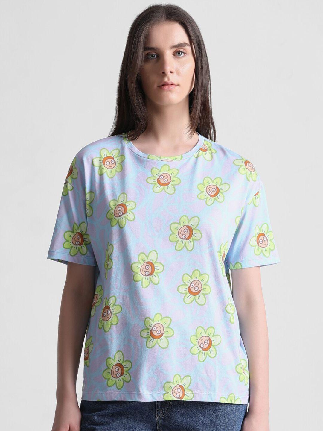 only floral printed drop-shoulder sleeves pure cotton t-shirt
