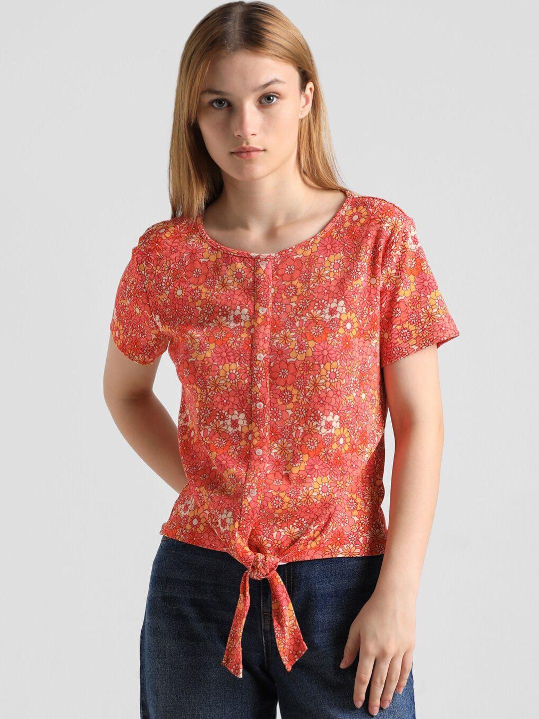 only floral printed drop-shoulder sleeves t-shirt