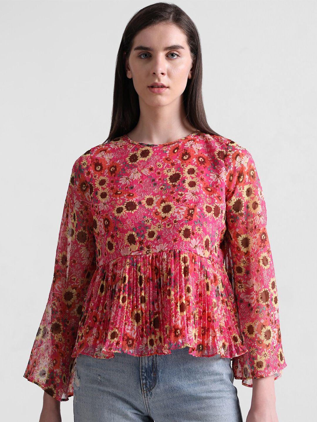 only floral printed pleated a-line top