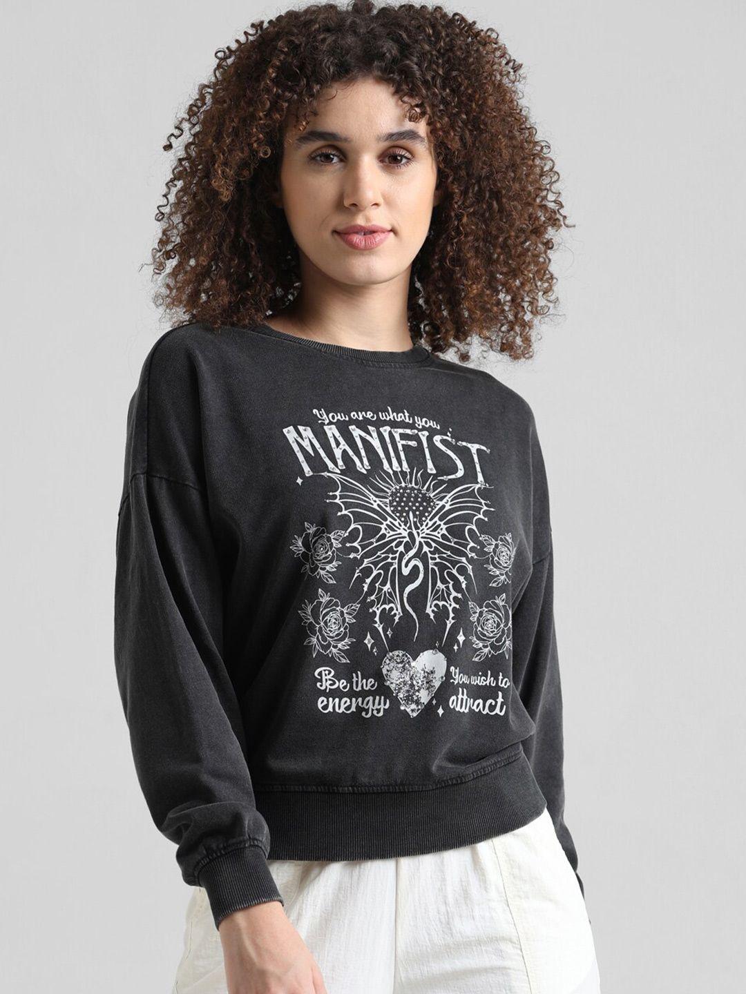 only graphic printed pullover pure cotton sweatshirt