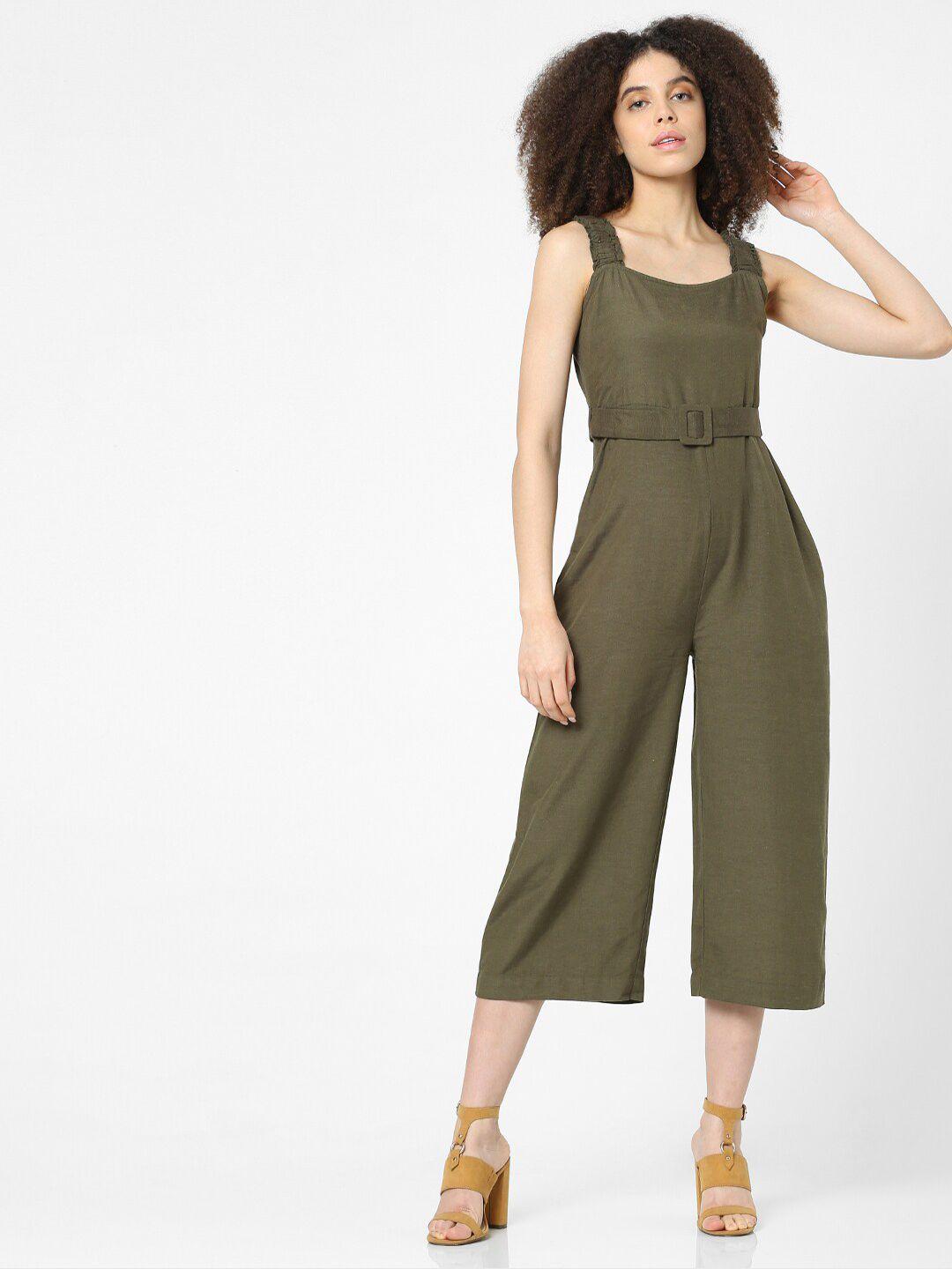 only green cotton basic jumpsuit
