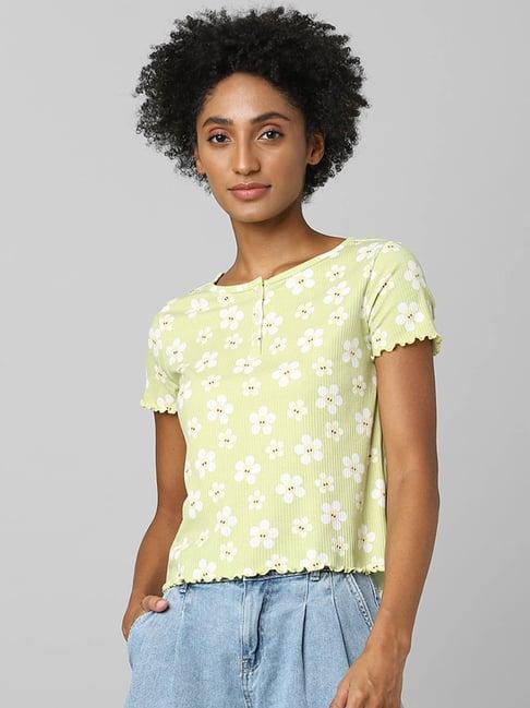 only green floral print t-shirt