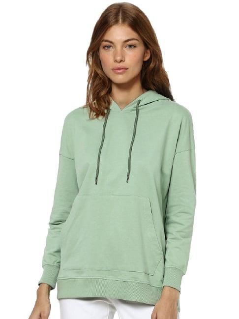 only green logo printed cotton hoodie