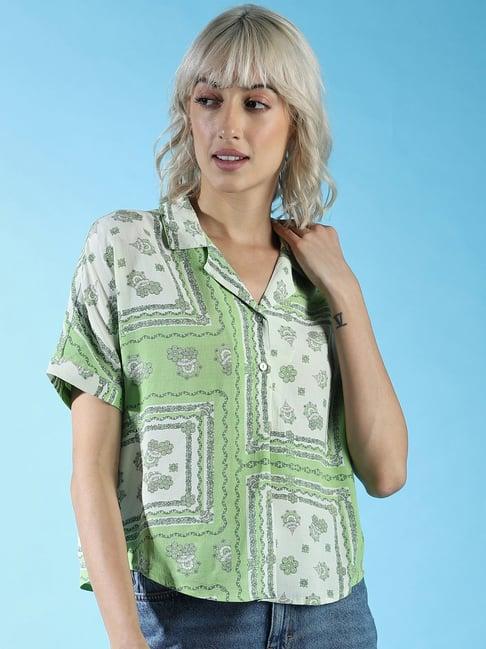 only green printed shirt