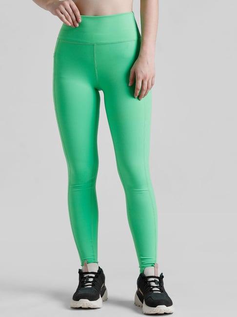only green regular fit high rise tights