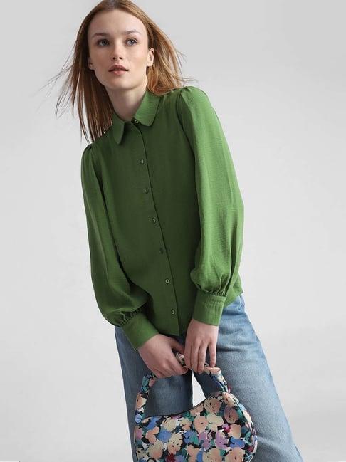 only green regular fit shirt