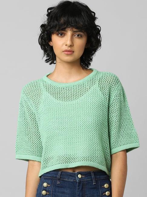 only green round neck pullover