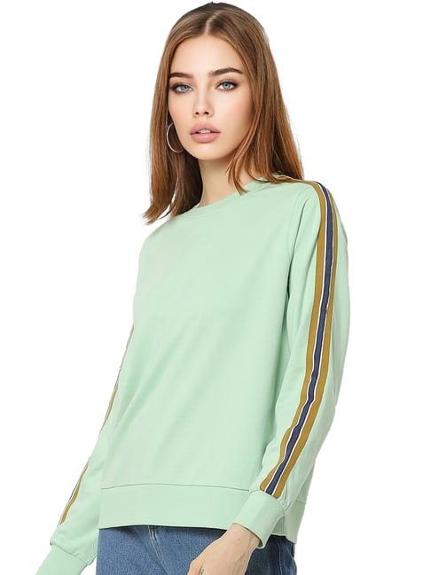 only green striped cotton sweatshirt