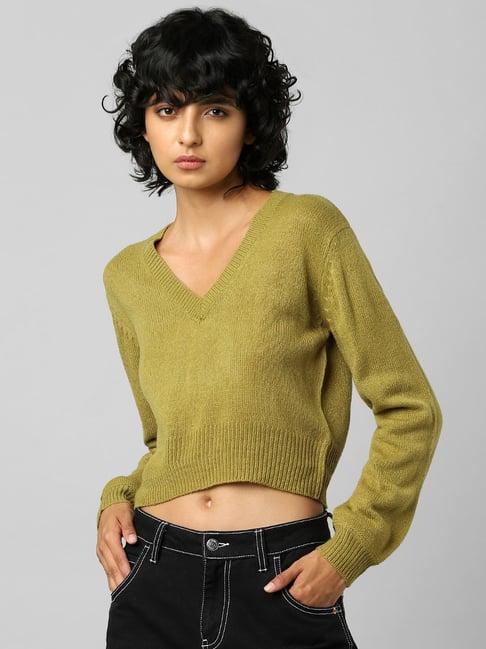 only green v neck sweater