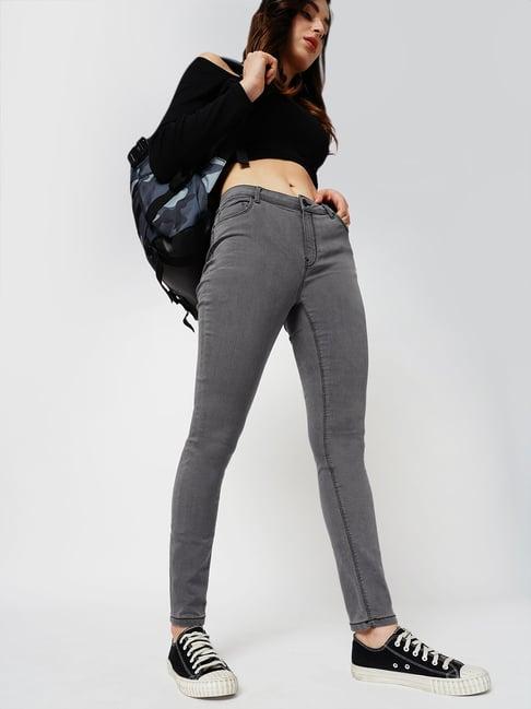 only grey blended skinny fit high rise jeans