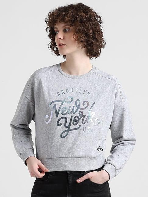 only grey graphic print sweatshirt