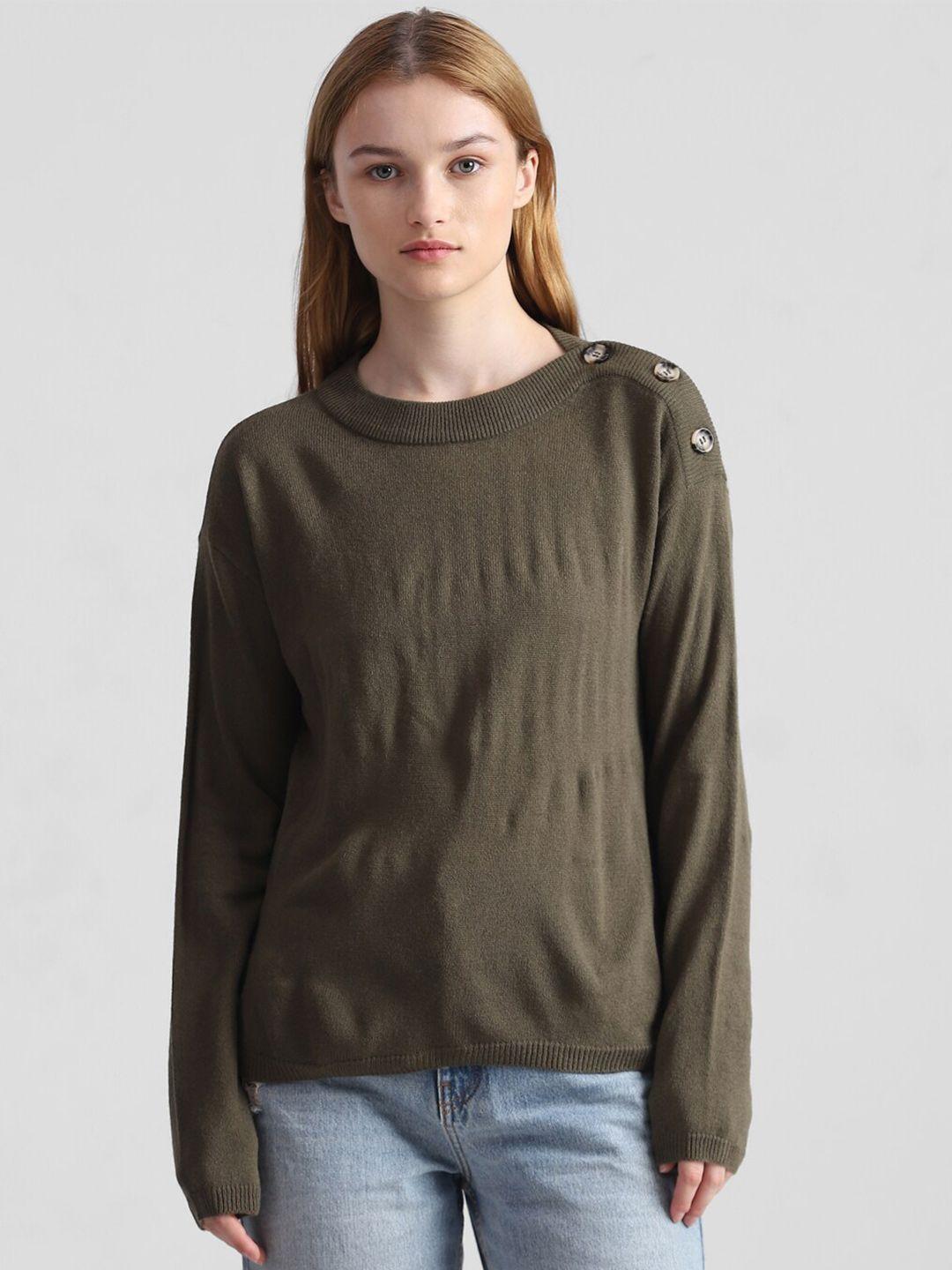 only jdylaura l/s o-neck button detail long sleeves acrylic pullover