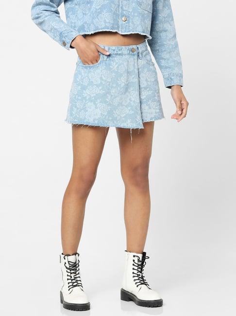 only light blue floral print skirt