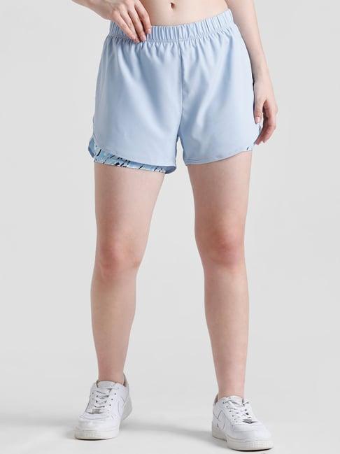 only light blue regular fit sports shorts