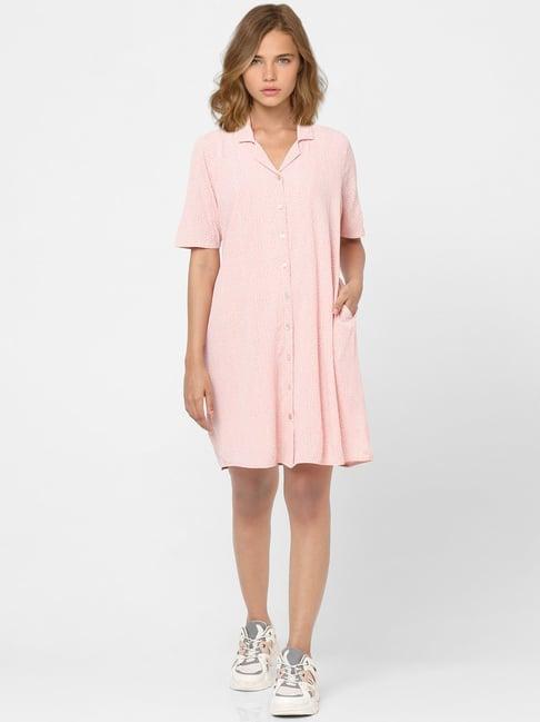 only light pink printed shirt dress