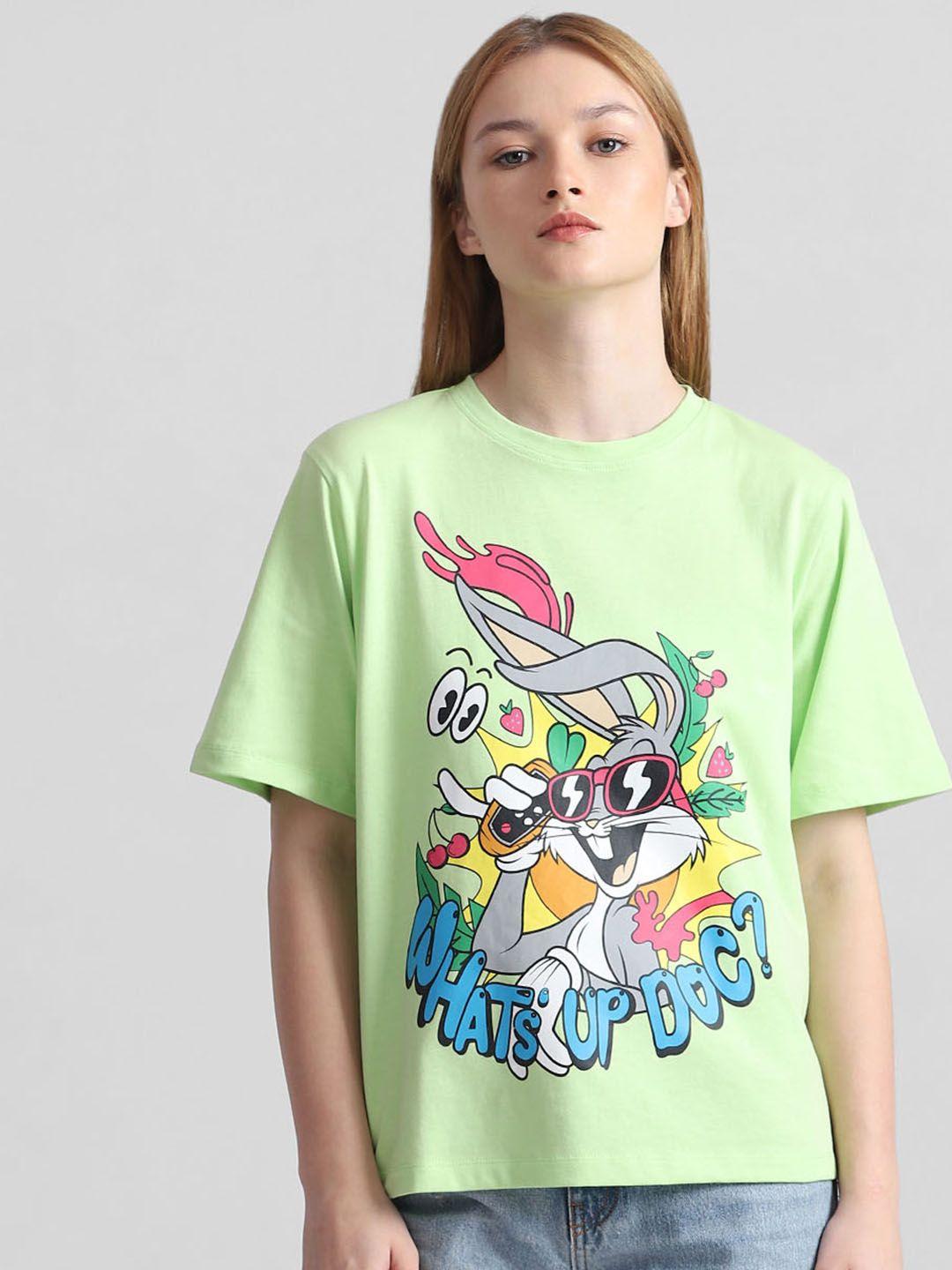 only looney tunes printed loose cotton t-shirt