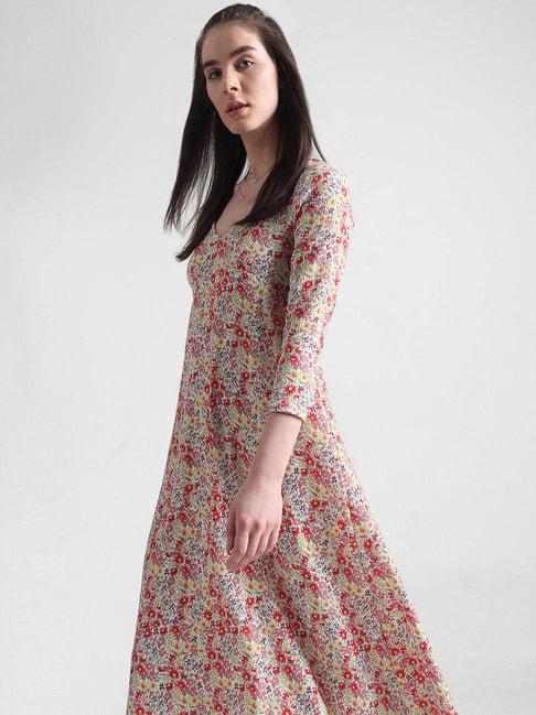 only multicolor floral print midi dress