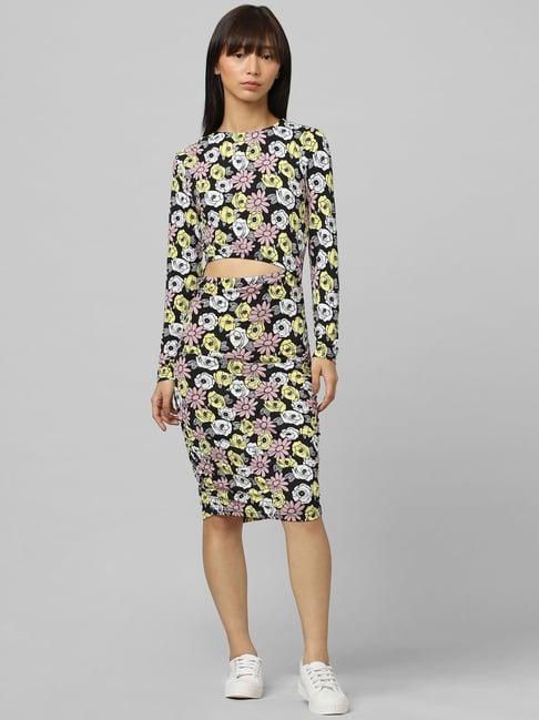 only multicolor floral print midi dress