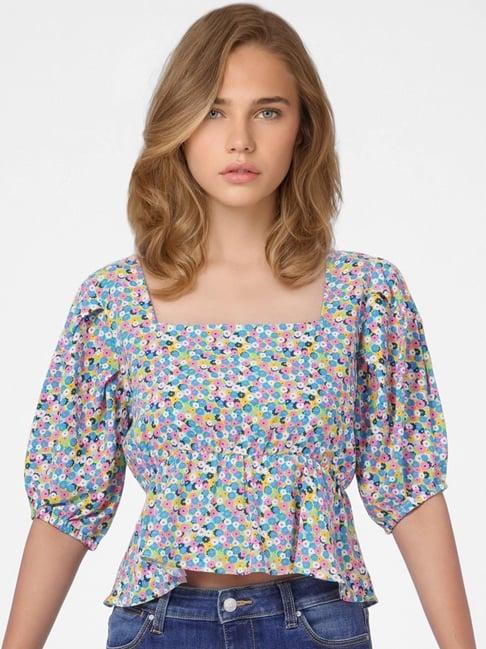 only multicolor floral print top