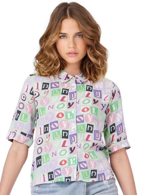 only multicolor graphic print shirt