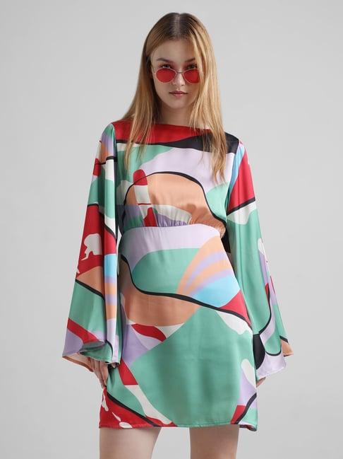 only multicolor printed a line dress