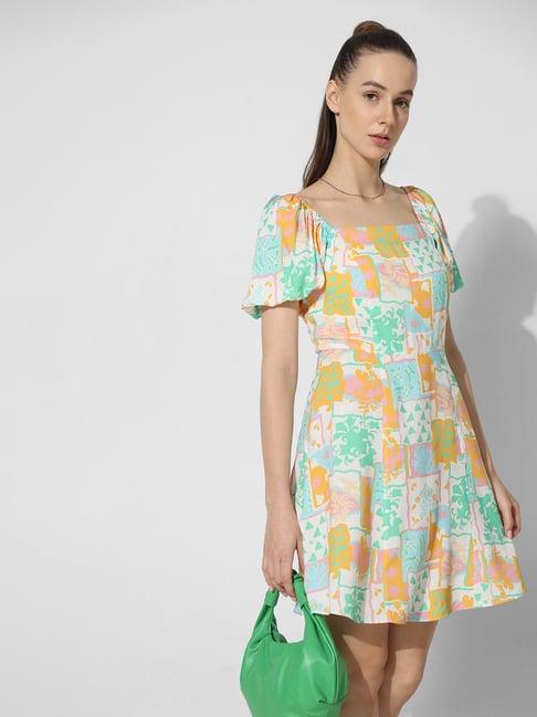 only multicolor printed a line dress